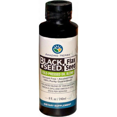 Amazing Herbs Black Seed Oil Blend Flax Seed Oil (1x8 Oz)