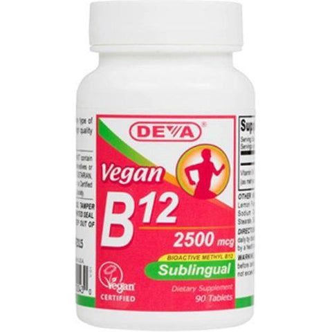 Deva Vegan Vitamins Sublingual B12 2500 mcg (1x90 Tablets)