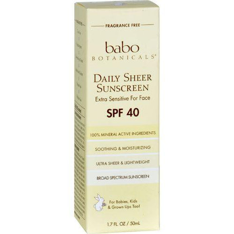 Babo Botanicals Sunscreen  Daily Sheer  SPF 40  1.7 oz