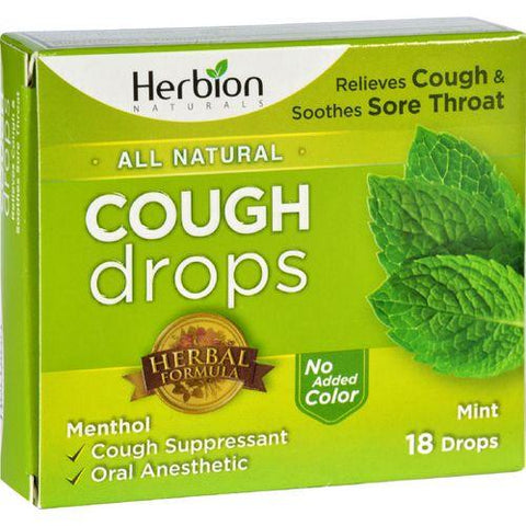 Herbion Naturals Cough Drops  All Natural  Mint  18 Drops