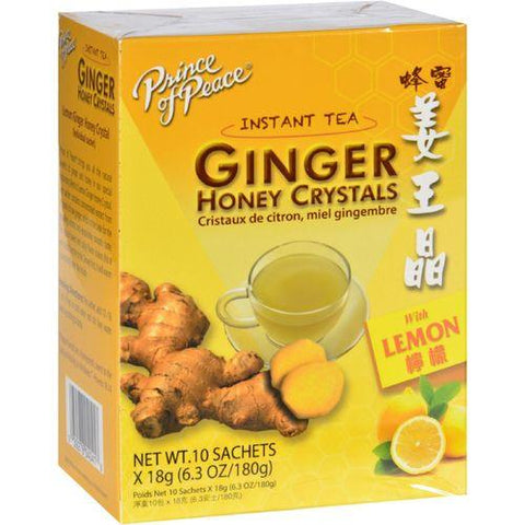 Prince of Peace Tea  Instant  Ginger Honey Crystals  with Lemon  10 Sachets