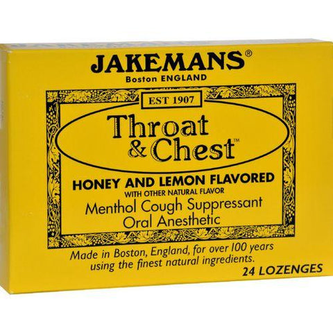 Jakemans Throat and Chest Lozenges  Honey and Lemon  Case of 24  24 Pack